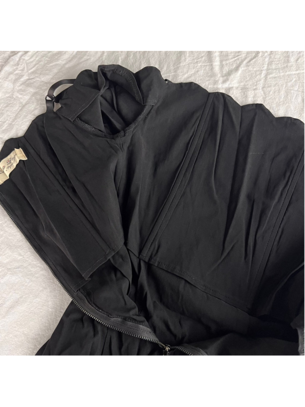 Black Off Shoulder Wiggle Dress Betty Page By Tatyana Sz XS PinUp Rockabilly - Picture 9 of 9